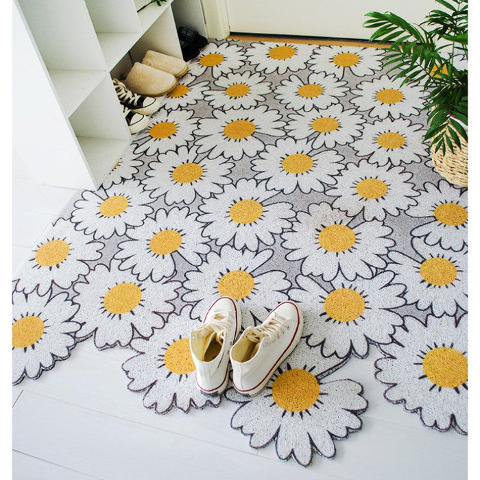 Feblilac White Daisy PVC Coil Door Mat