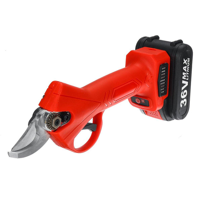 36V 25mm 1.3AH Cordless Electric Branch Scissor 2 Li-ion Batteries Pruning Shear Pruner Electric Pruning Shear (Red)