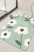 Feblilac White Flower And Green leaves Green PVC Bathroom Mat