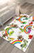 White Child's Room Rug Kids Animal Dinosaur Rainbow Tree Pattern Area Rug Polyester Washable Pet Friendly Carpet