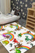 White Child's Room Rug Kids Animal Dinosaur Rainbow Tree Pattern Area Rug Polyester Washable Pet Friendly Carpet