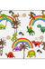 White Child's Room Rug Kids Animal Dinosaur Rainbow Tree Pattern Area Rug Polyester Washable Pet Friendly Carpet