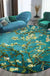 Retro Floral Pattern Rug Blue Traditional Rug Polyester Washable Anti-Slip Backing Area Rug for Living Room