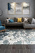 Traditional Floral Pattern Rug White and Grey Oriental Rug Polyester Washable Anti-Slip Backing Area Rug for Living Room