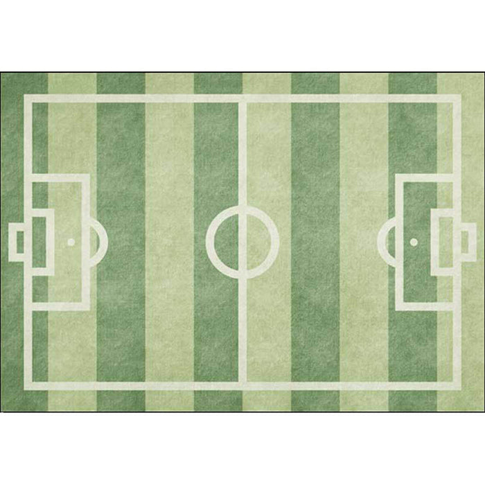 Kids Bedroom Rug in Green Sports Football Field Print Rug Polyester Non-Slip Backing Washable Area Rug