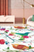 Retro Bird Pattern Rug with Floral and Leaf White Oriental Rug Polyester Washable Anti-Slip Backing Area Rug for Bedroom