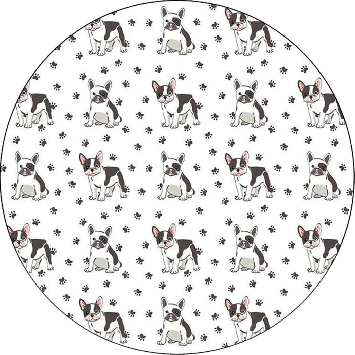 Kids Bedroom Rug in White Animal Dog Footprint Print Rug Polyester Anti-Slip Backing Pet Friendly Area Rug