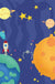 Purple Child's Room Rug Kids Outer Space Planet Star Aircraft Pattern Area Rug Polyester Non-Slip Backing Carpet