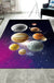 Kids Bedroom Rug in Black and Purple Outer Space Galaxy Planet Print Rug Polyester Machine Washable Area Rug