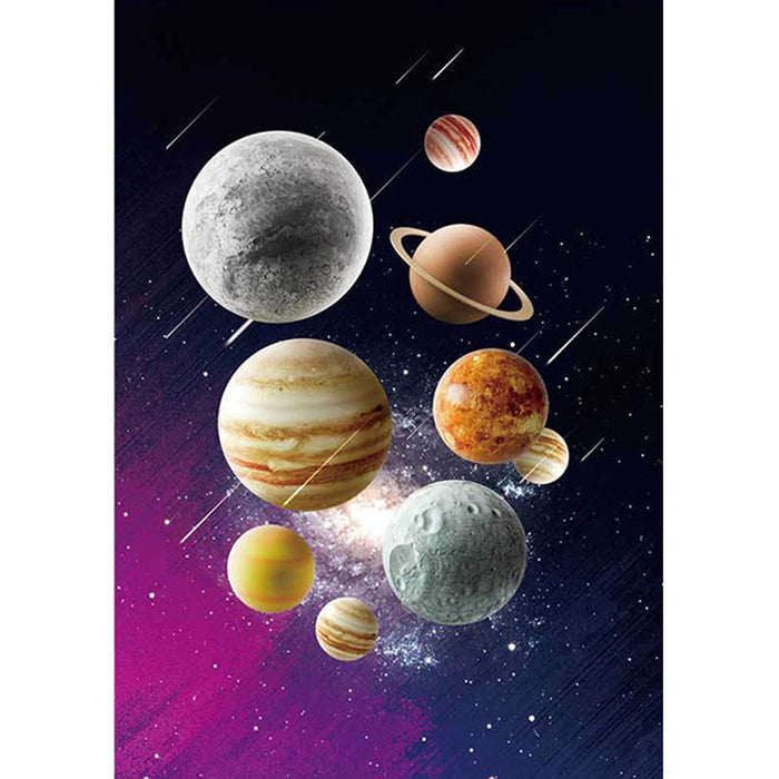 Kids Bedroom Rug in Black and Purple Outer Space Galaxy Planet Print Rug Polyester Machine Washable Area Rug