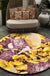 Retro Apricot Leaf Pattern Rug with Bird Yellow and Pink Traditional Rug Polyester Washable Anti-Slip Backing Area Rug for Bedroom