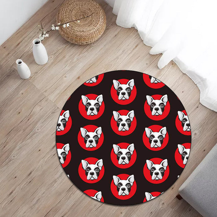 Kids Bedroom Rug in Black Animal Dog Dots Print Rug Polyester Stain-Resistant Pet Friendly Area Rug