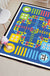 Blue Child's Room Rug Kids Educational Ludo Pattern Area Rug Polyester Pet Friendly Washable Carpet