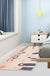Apricot Kids Rug Polyester Cat Foots Print Rug Washable Non-Slip Backing Carpet for Kids' Room