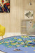 Unique Floral Pattern Rug with Bird and Leaf Purple and Yellow Oriental Rug Polyester Washable Anti-Slip Backing Area Rug for Bedroom