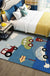 Blue Child's Room Rug Kids Cars & Roads Sign Cloud Pattern Area Rug Polyester Washable Pet Friendly Carpet