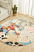 Kids Cartoon Animals Pattern Rug Blue Multicolor Polyester Rug Washable Anti-Slip Backing Area Rug for Room Decoration