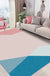 Novelty Living Room Rug in Pink and Blue Colorblock Print Rug Polyester Stain-Resistant Washable Area Rug