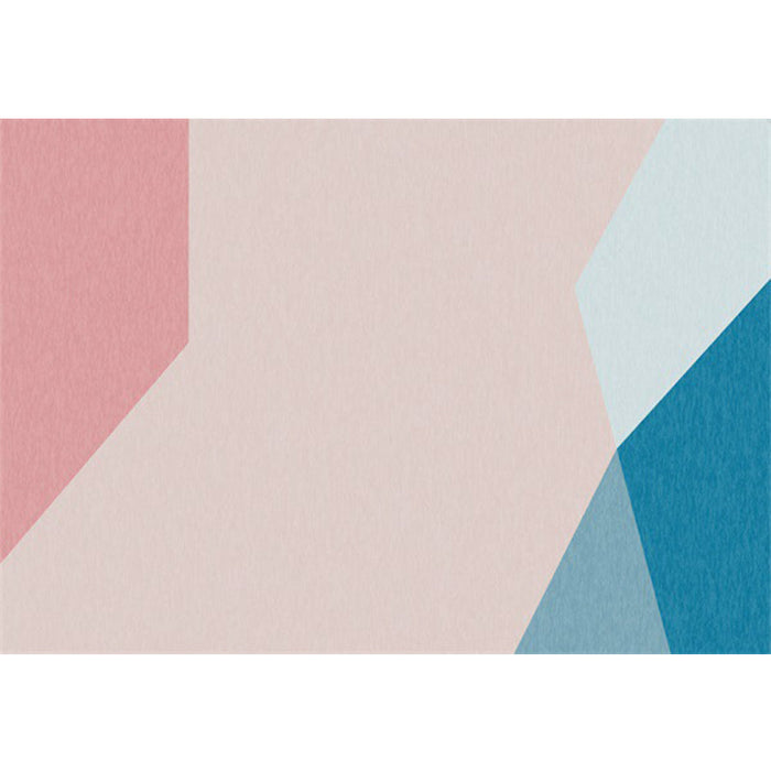 Novelty Living Room Rug in Pink and Blue Colorblock Print Rug Polyester Stain-Resistant Washable Area Rug