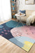 Novelty Living Room Rug in Pink and Blue Colorblock Print Rug Polyester Machine Washable Area Rug