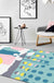 Blue and White Bedroom Rug Novelty Color Block Dots Pattern Area Rug Polyester Non-Slip Washable Carpet