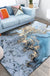 Unique Watercolor Pattern Rug Blue and Grey Modern Rug Polyester Washable Non-Slip Backing Area Rug for Living Room