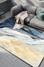 Blue and Gold Bedroom Rug Modern Abstract Cloud Pattern Area Rug Polyester Anti-Slip Washable Carpet