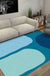 Blue Bedroom Rug Novelty Color Block Pattern Area Rug Polyester Machine Washable Carpet