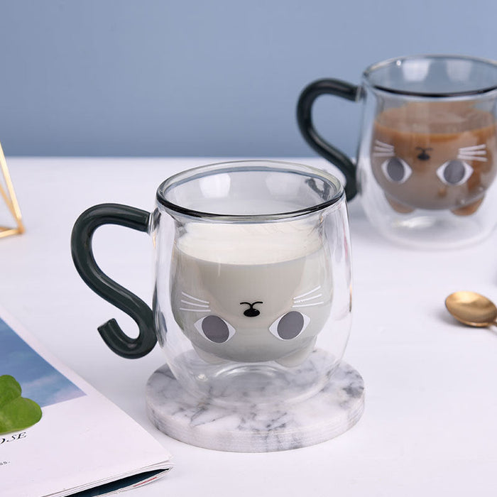 Creative Cat Cup Cartoon Water Cup cCat Cute Creative Coffee Cup Casual Cup Couple Gass Cat Paw Cup