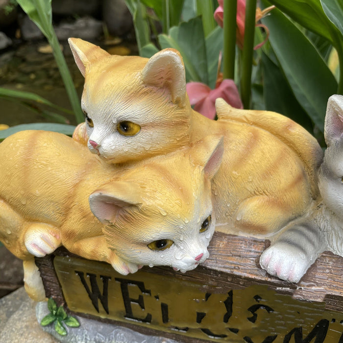 Cute Realistic Resin Animal Cat Solar Light Garden Decoration