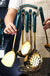 7 PCS Stainless Steel Silicone Kitchen Utensil Slotted Spatula Turner Ladle Serving Spoon Pasta Server Cooking Set