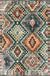 Retro Tribal Pattern Rug Green Polyester Rug Machine Washable Non-Slip Backing Area Rug for Living Room
