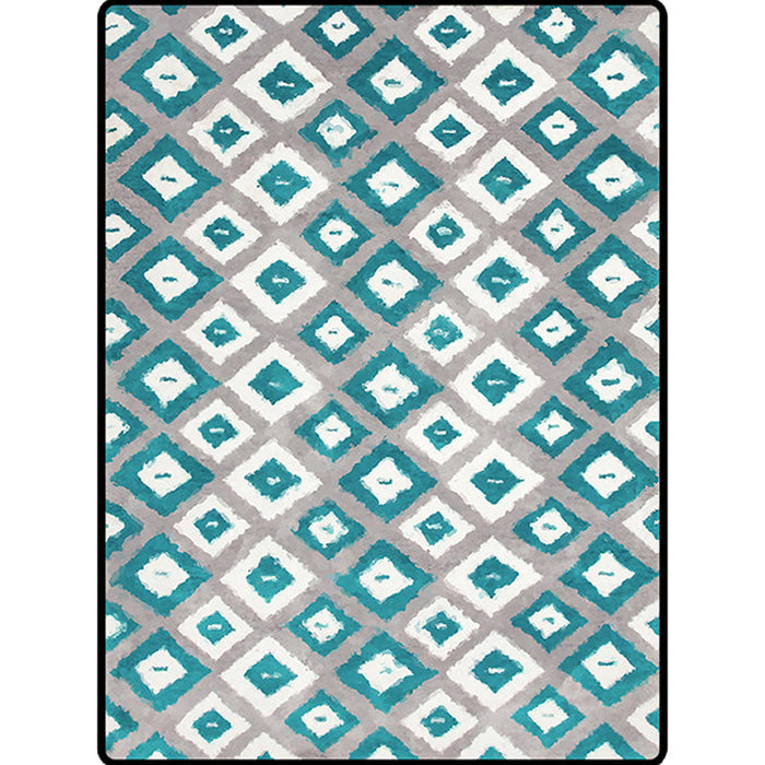 Blue and Grey Bedroom Rug Novelty Geometric Diamond Pattern Area Rug Polyester Pet Friendly Carpet