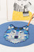 Green and Yellow Child's Room Rug Kids Animal Deer Bear Wolf Cat Pattern Area Rug Polyester Anti-Slip Backing Carpet