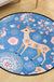 Kids Nursery Rug in Blue Animal Deer Floral Print Rug Polyester Stain-Resistant Area Rug