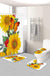 4pc Sunflower Print Bath Mat And Shower Curtain