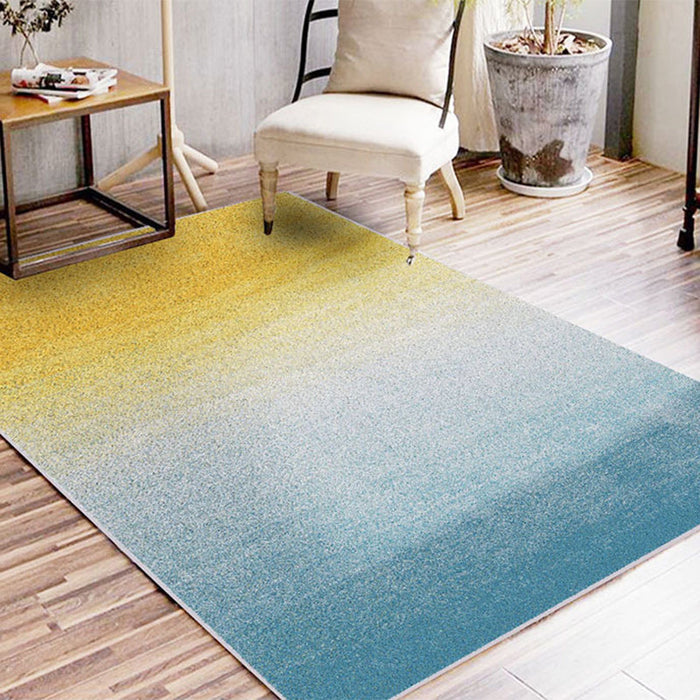 Casual Ombre Rug Green and Blue Synthetic Rug Machine Washable Non-Slip Area Rug for Bedroom