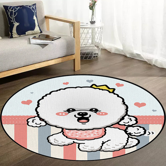 Kids Bedroom Rug in Purple and Red Animal Dog Star Strawberry Print Rug Polyester Non-Slip Area Rug