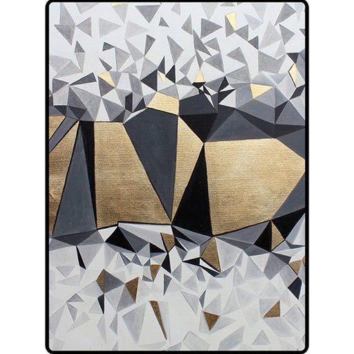 Novelty Living Room Rug in Grey and Gold Geometric Irregular Shape Print Rug Polyester Non-Slip Washable Area Rug