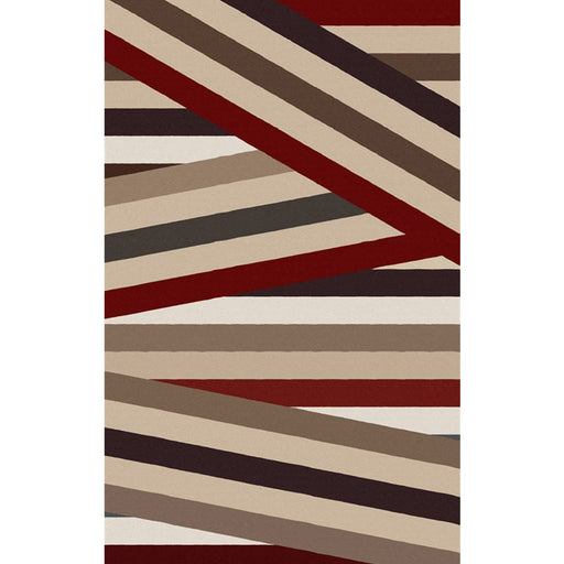 Novelty Living Room Rug in Brown Geometric Stripe Print Rug Polyester Non-Slip Backing Washable Area Rug