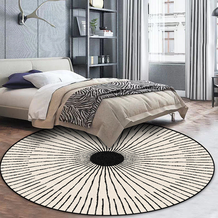 Unique Radial Pattern Rug Apricot Modern Rug Polyester Washable Non-Slip Backing Area Rug for Bedroom