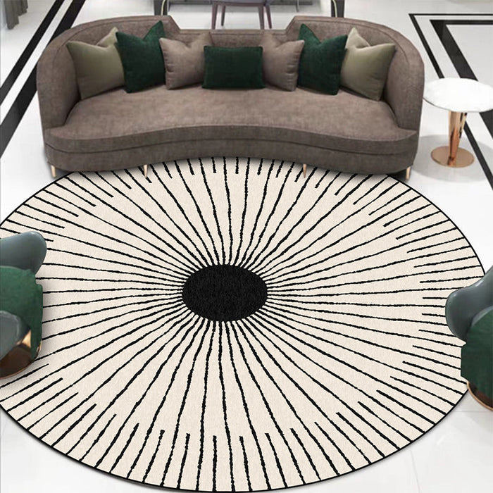 Unique Radial Pattern Rug Apricot Modern Rug Polyester Washable Non-Slip Backing Area Rug for Bedroom