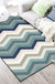 Blue Bedroom Rug Novelty Geometric Wave Pattern Area Rug Polyester Stain-Resistant Carpet