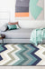 Blue Bedroom Rug Novelty Geometric Wave Pattern Area Rug Polyester Stain-Resistant Carpet