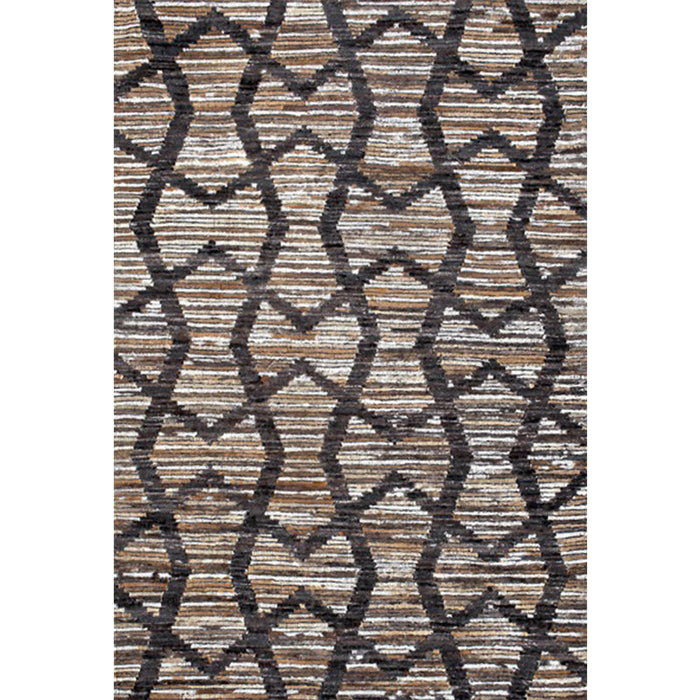 Brown Bedroom Rug Novelty Geometry Stripe Wave Pattern Area Rug Polyester Anti-Slip Backing Carpet