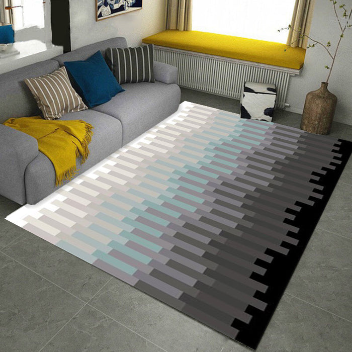 Multicolored Bedroom Rug Novelty Geometry Rectangle Pattern Area Rug Polyester Machine Washable Carpet