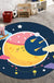 Blue Child's Room Rug Kids Fairy Tales Moon Stars Pattern Area Rug Polyester
Anti-Slip Backing Carpet