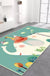 Kids Bedroom Rug in Green Animal Elephant Tree Cloud Print Rug Polyester Machine Washable Area Rug