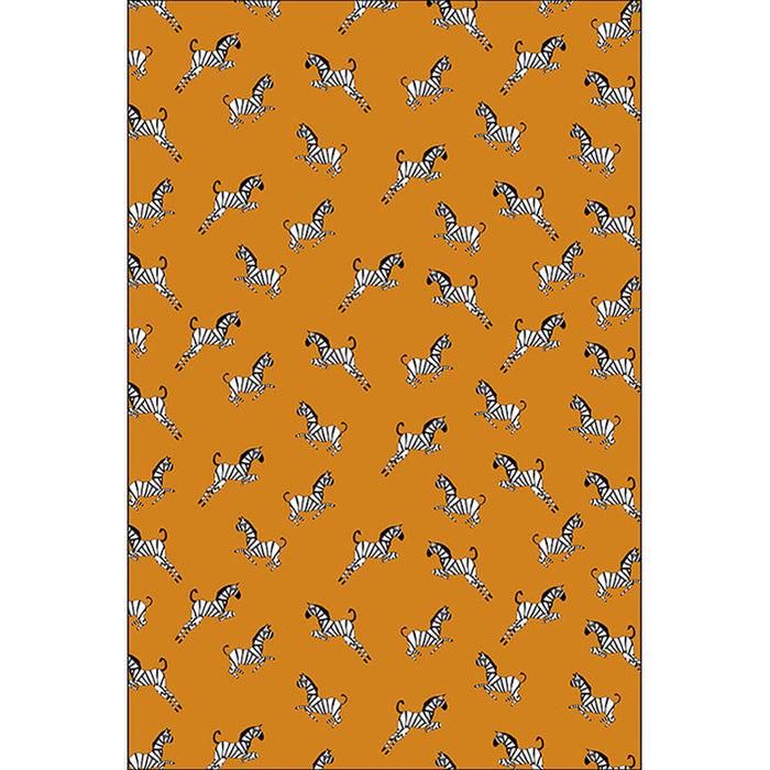 Orange Child's Room Rug Kids Animal Zebra Pattern Area Rug Polyester Stain-Resistant Carpet