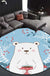 Kids Bedroom Rug in Blue Animal Bear Leaf Drink Print Rug Polyester Anti-Slip Backing Area Rug